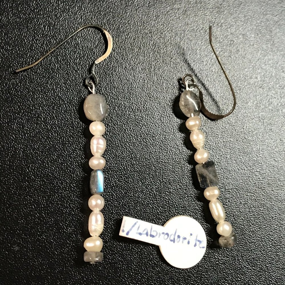 Labradorite And Pearl Earrings